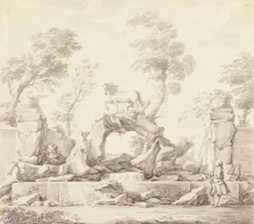 Entwurf für einen Brunnen mit Pegasus, für die Villa Albani, Rom